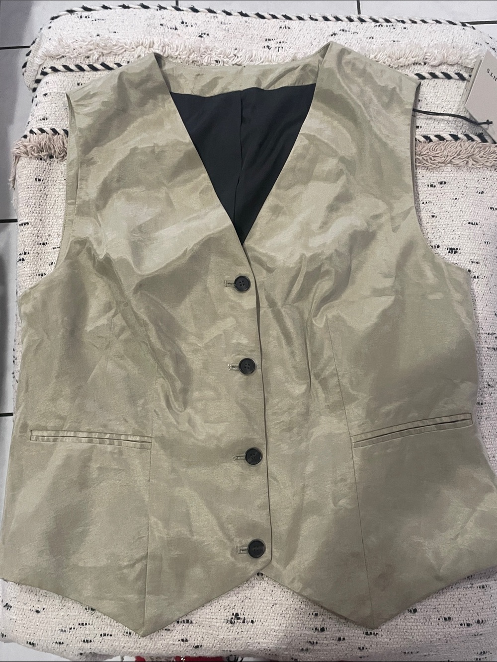 All Saints Sage Satin Button-Front Vest